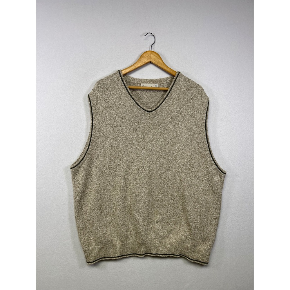 Vintage Grandpacore Sedgefield Mens XXL Tan Diamond Knit V-Neck Sweater Vest USA